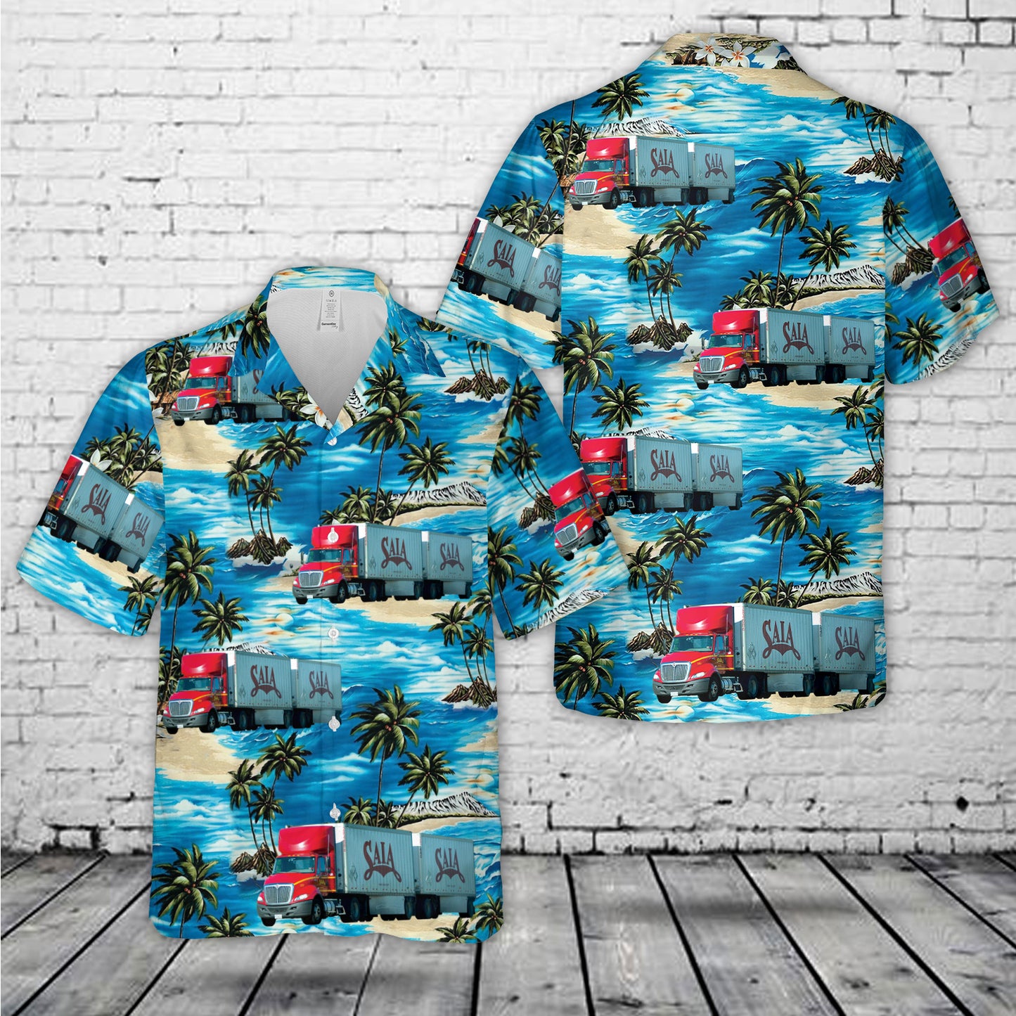 Saia LTL Freight International ProStar with Doubles (IA) Hawaiian Shirt