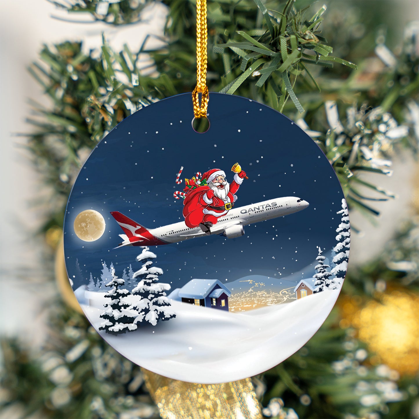 Santa Claus Australia Qantas Boeing 787-9 Dreamliner Christmas Ceramic Ornament