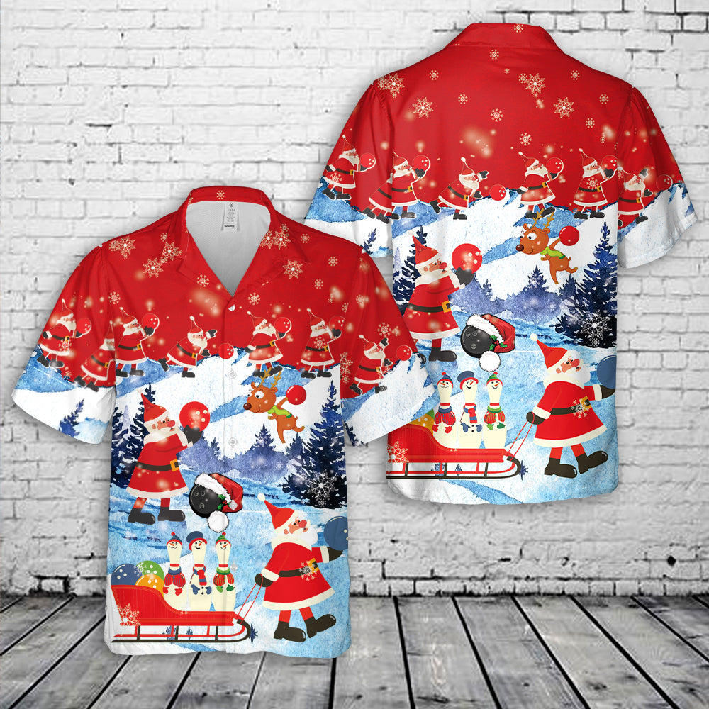 Santa Claus Bowling Christmas Hawaiian Shirt