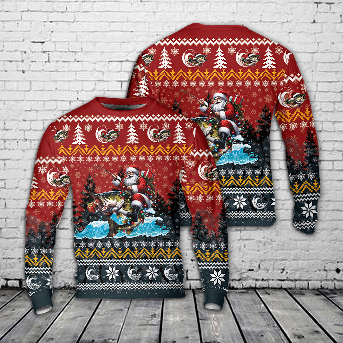 Santa Fishing Christmas AOP Sweater