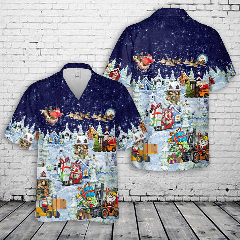 Santa Forklift Christmas Hawaiian Shirt