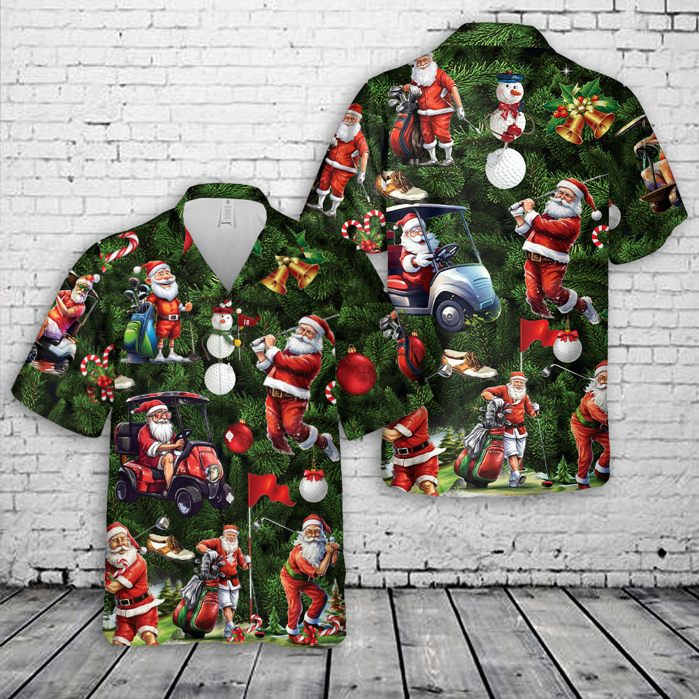 Santa Golf player Funny Christmas Hawaiian Shirt
