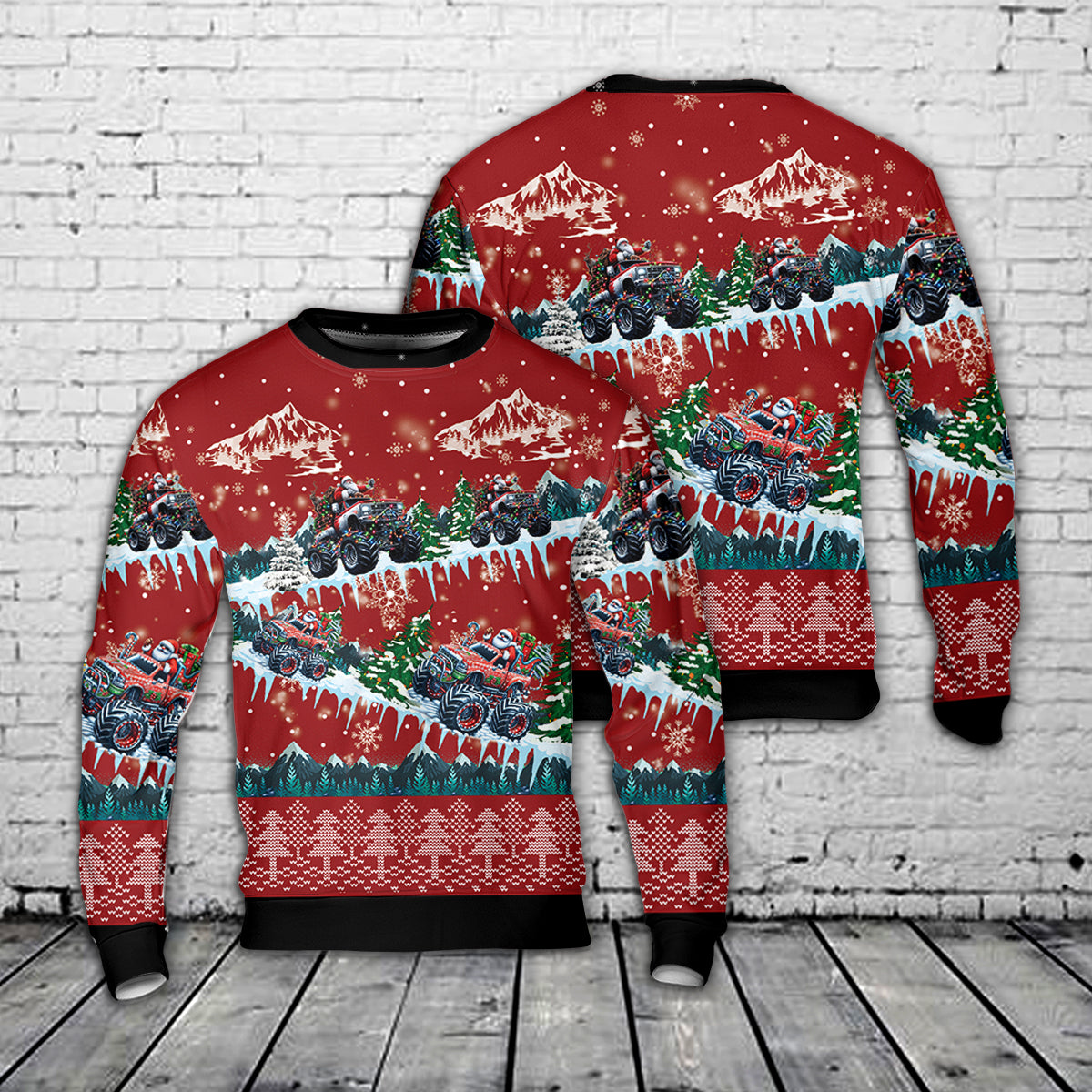 Santa Monster Truck Christmas AOP Sweater