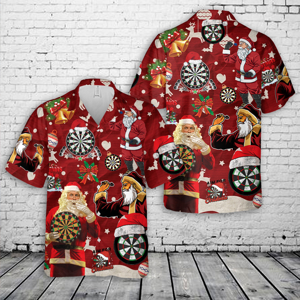 Santa Playing Darts Christmas Hawaiian Shirt