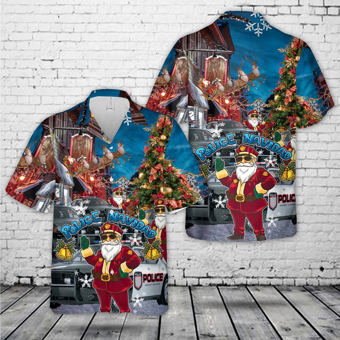 Santa Police Car Merry Christmas Hawaiian Shirt