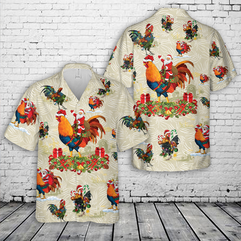Santa Rooster Christmas Hawaiian Shirt