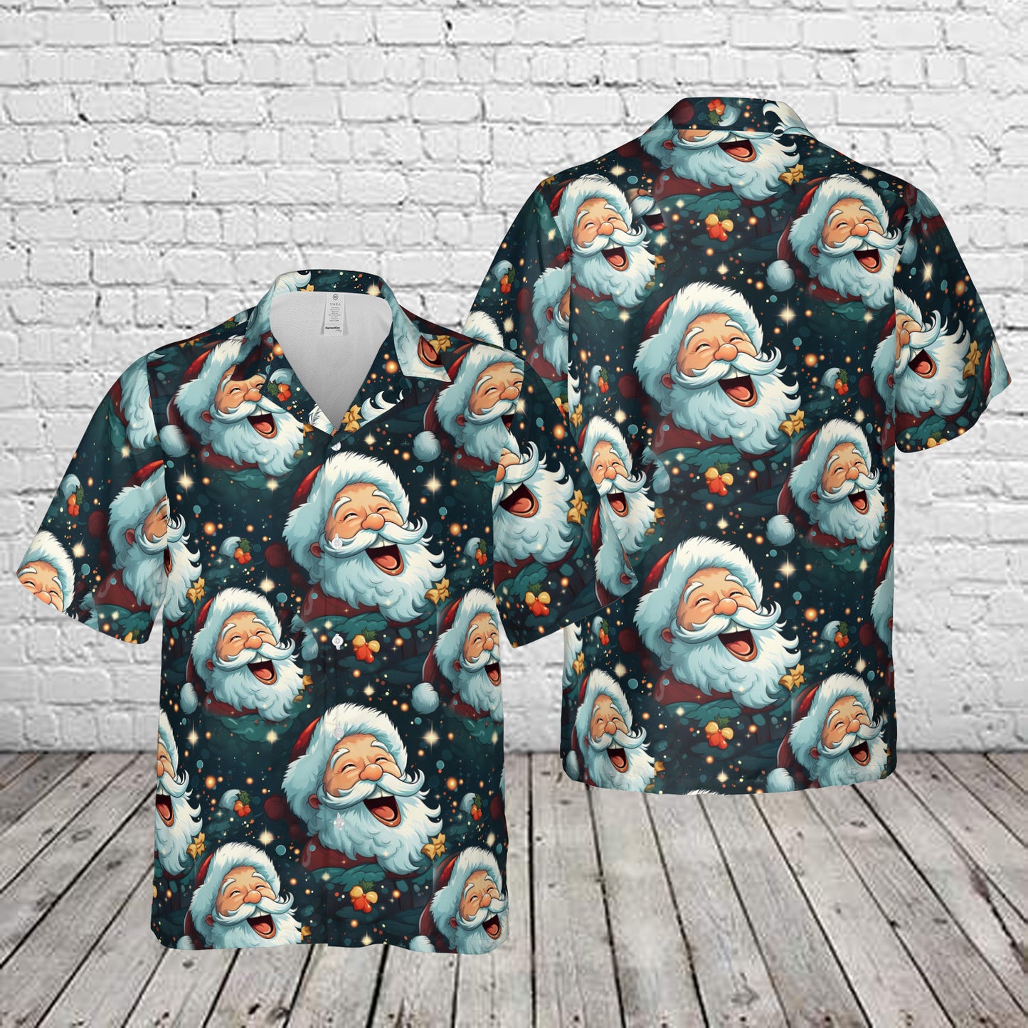 Santa Seamless Laughing Santa Claus Christmas Hawaiian Shirt