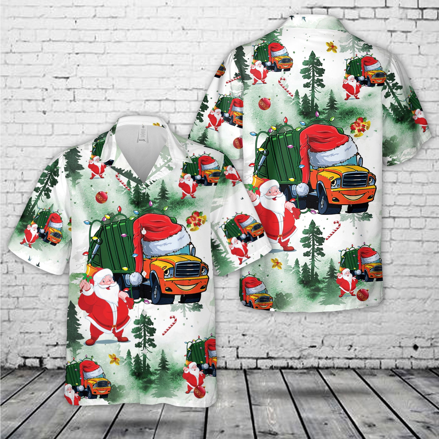 Santa Waste Management Garbage Truck Christmas Hawaiian Shirt