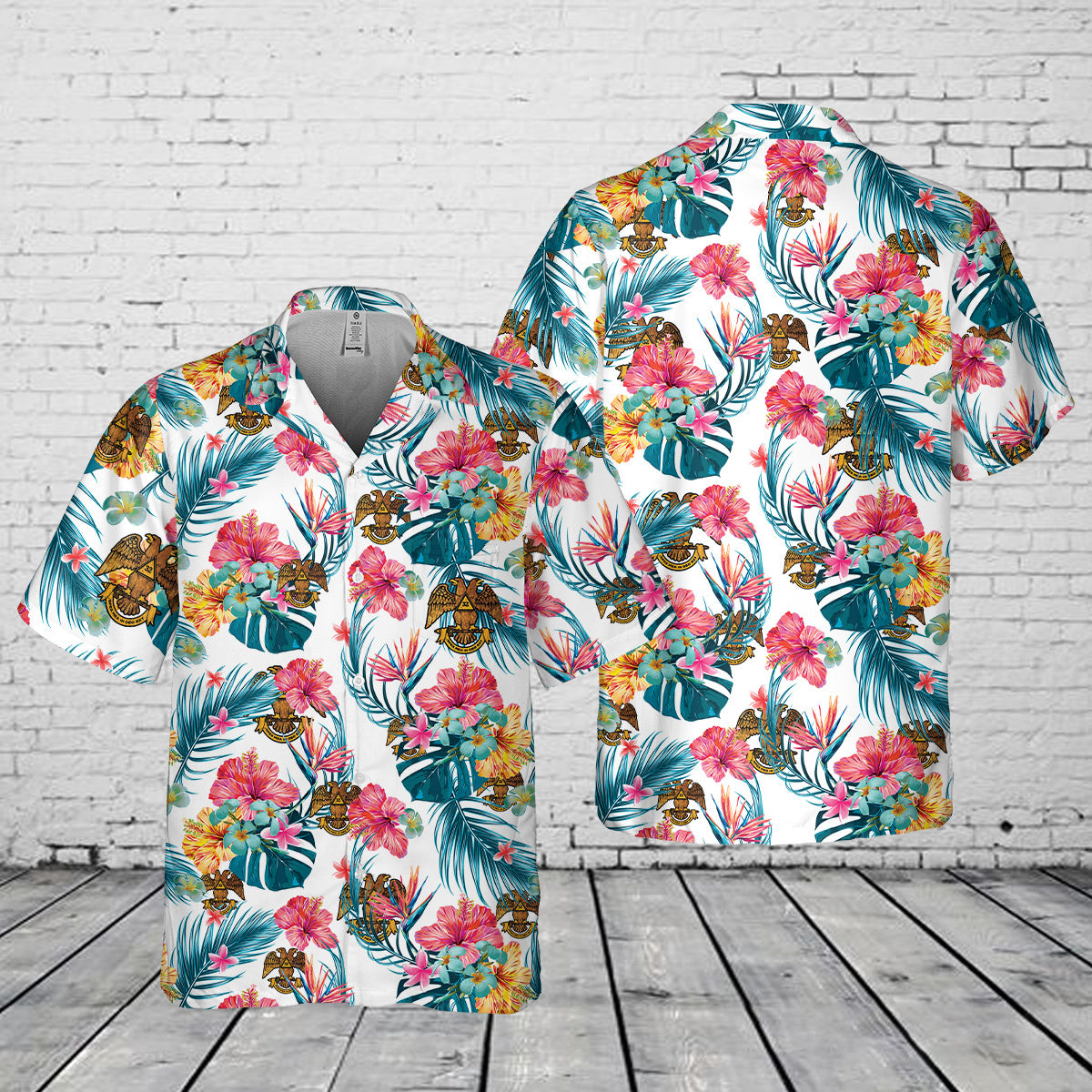 Scottish Rite 32 Degree Emblem Masonic Pocket Hawaiian Shirt