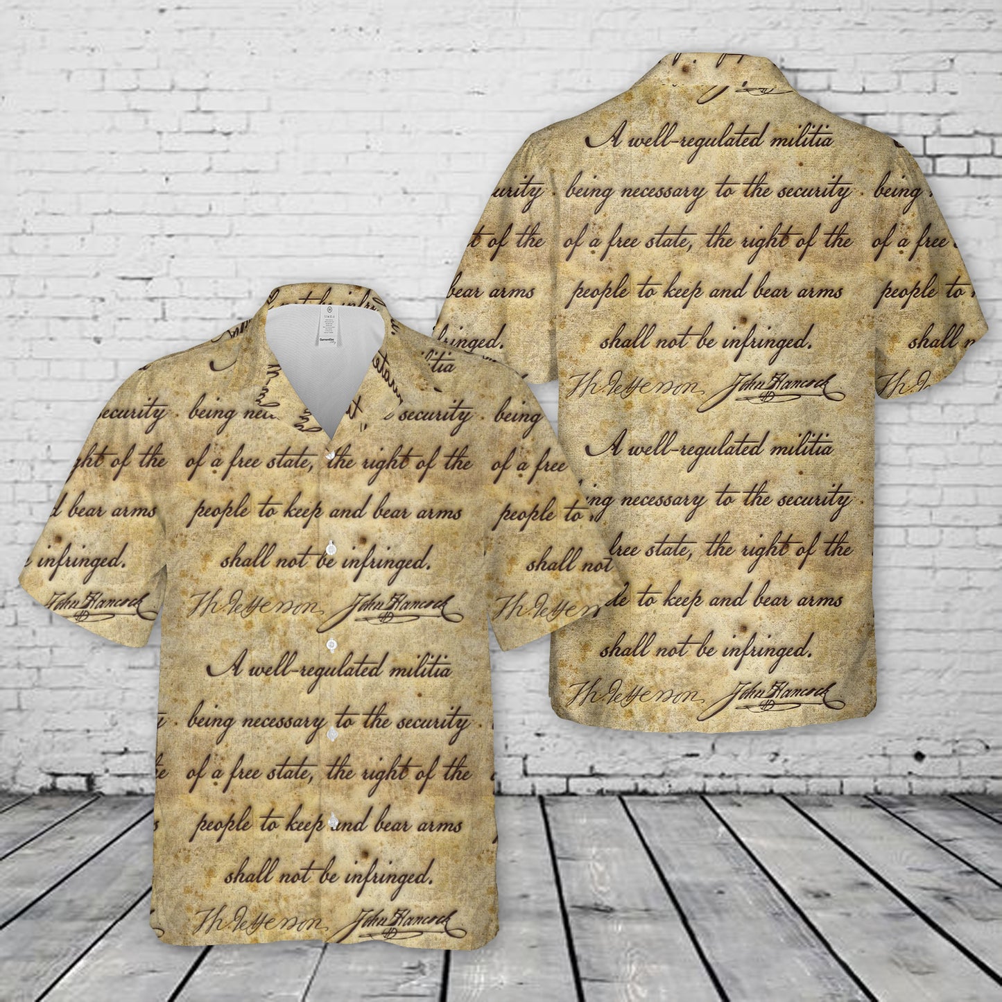 Second Amendment Embossed Pattern Hawaiian Shirt