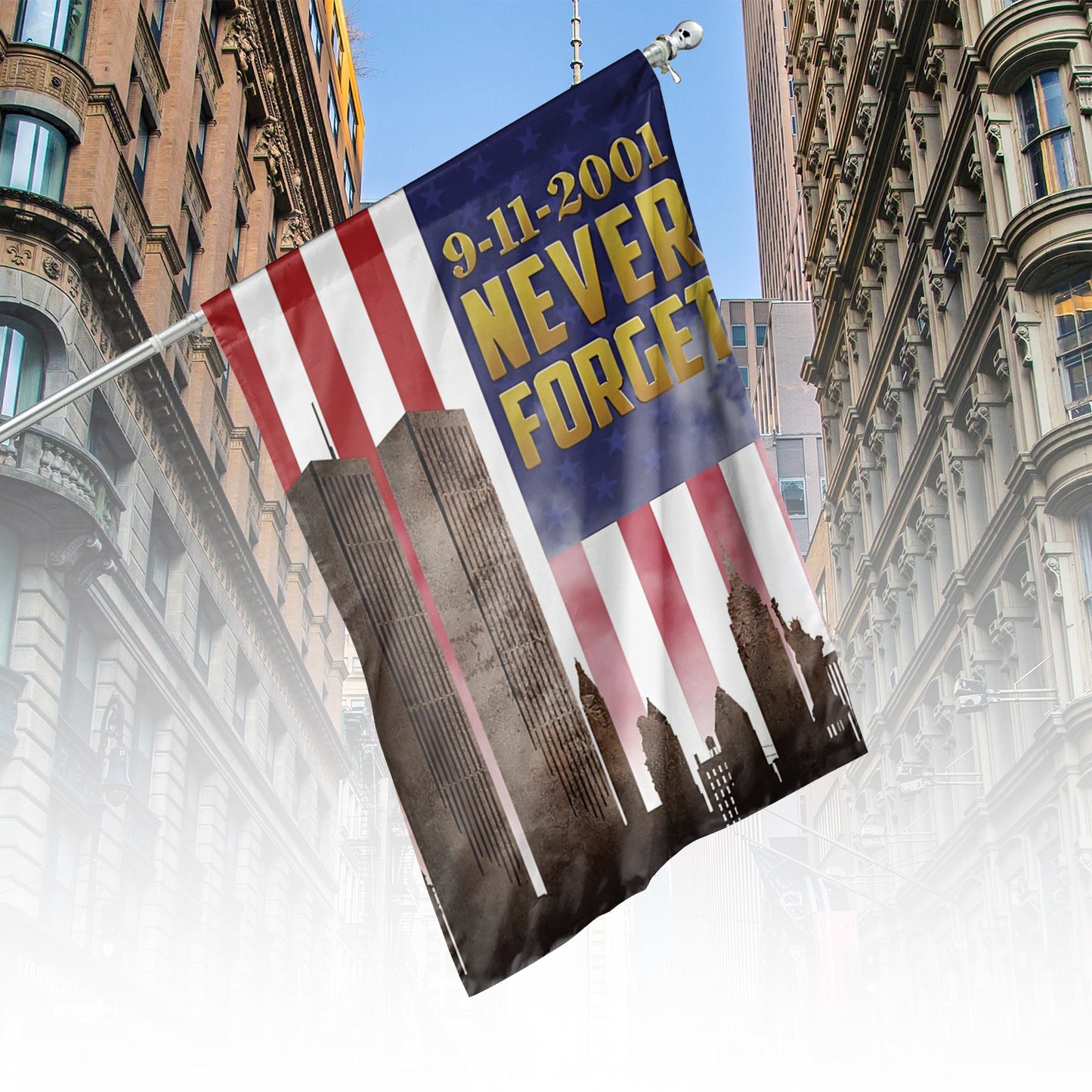 September 11 American Patriotic House Flag