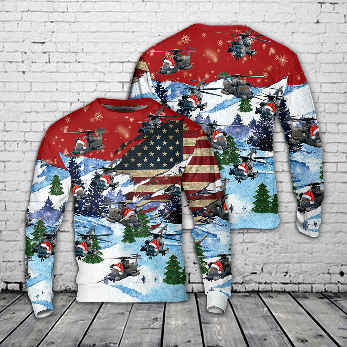 Sikorsky MH-53 Pave Low Flag Christmas Sweater