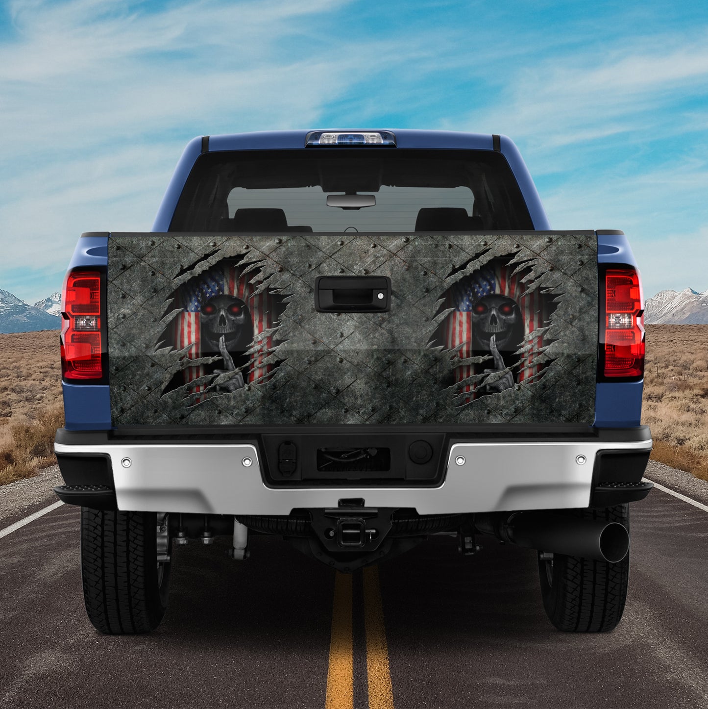 Skull American Flag Tailgate Wrap