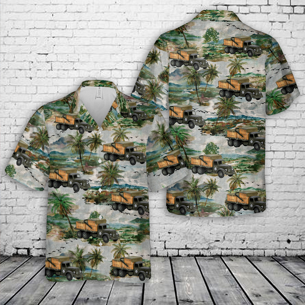 Smith-Miller US Army Mack Truck with Crates Circa 1950's Hawaiian Shirt