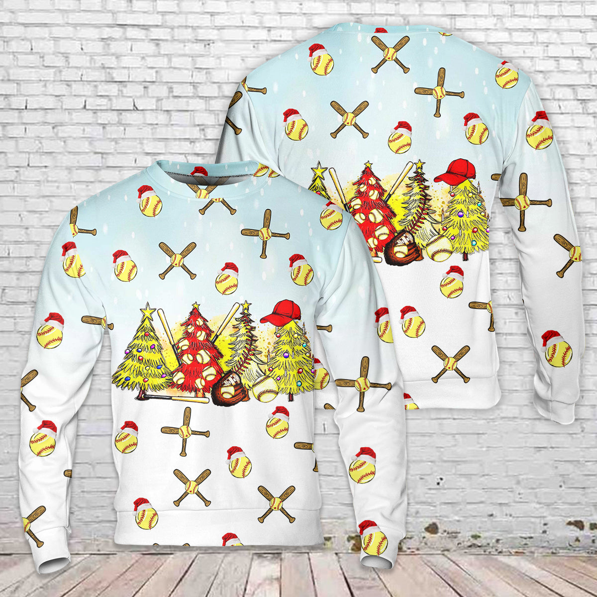 Softball Christmas Trees AOP Sweater