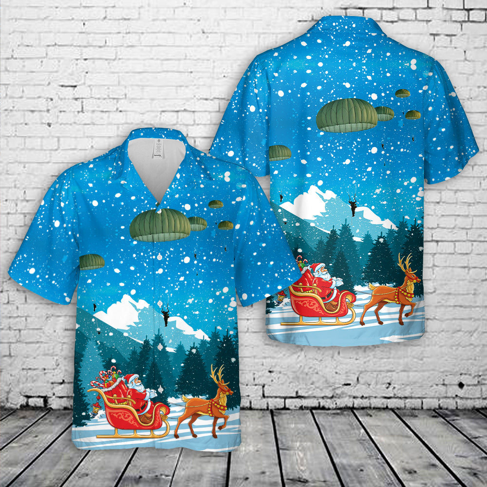 Soldiers from 3rd Battalion, the Royal Canadian Regiment Mike Company parachute from a C130J Hercules aircraft Christmas Hawaiian Shirt