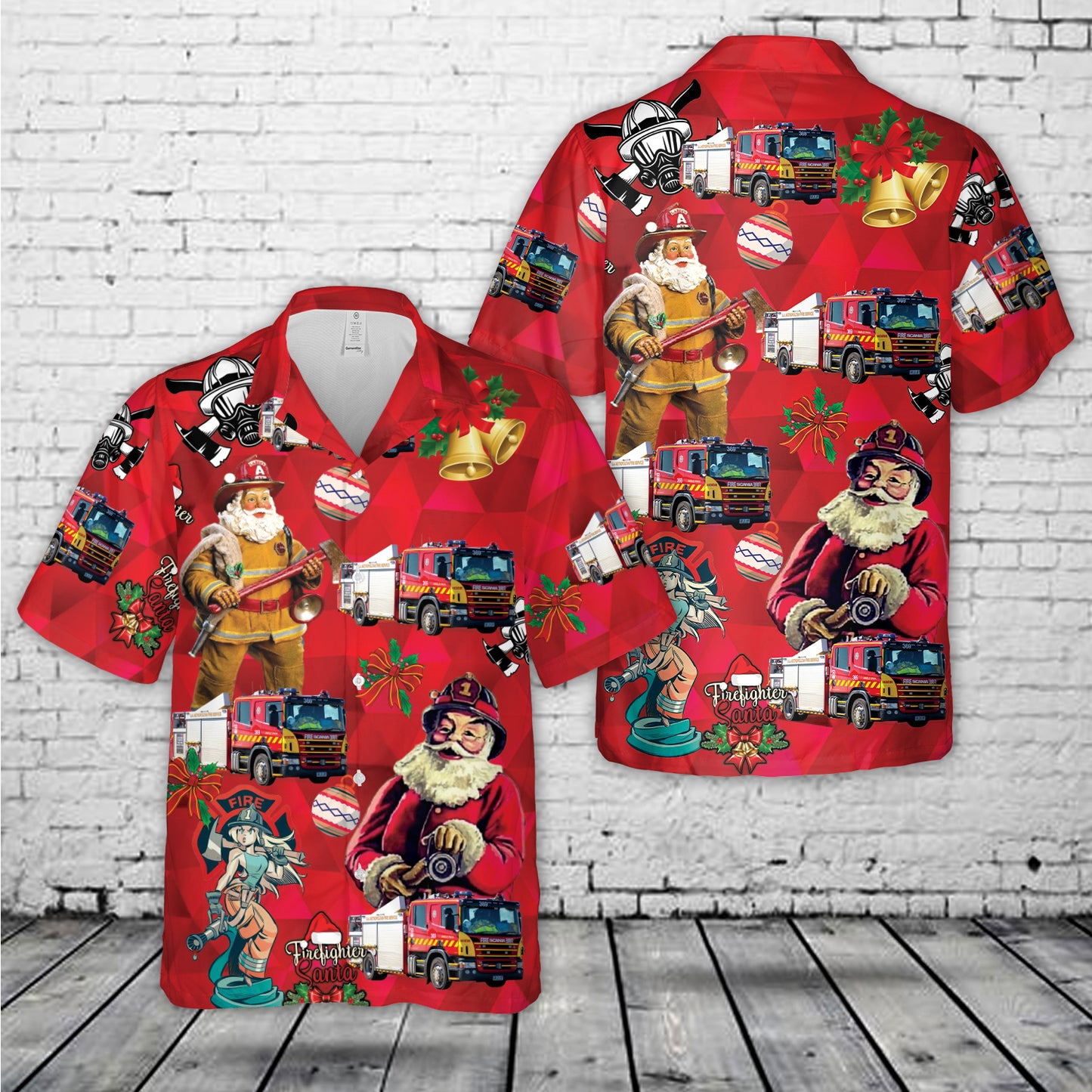 South Australian Metropolitan Fire Service Rescue Pumper Scania P320 Christmas Hawaiian Shirt
