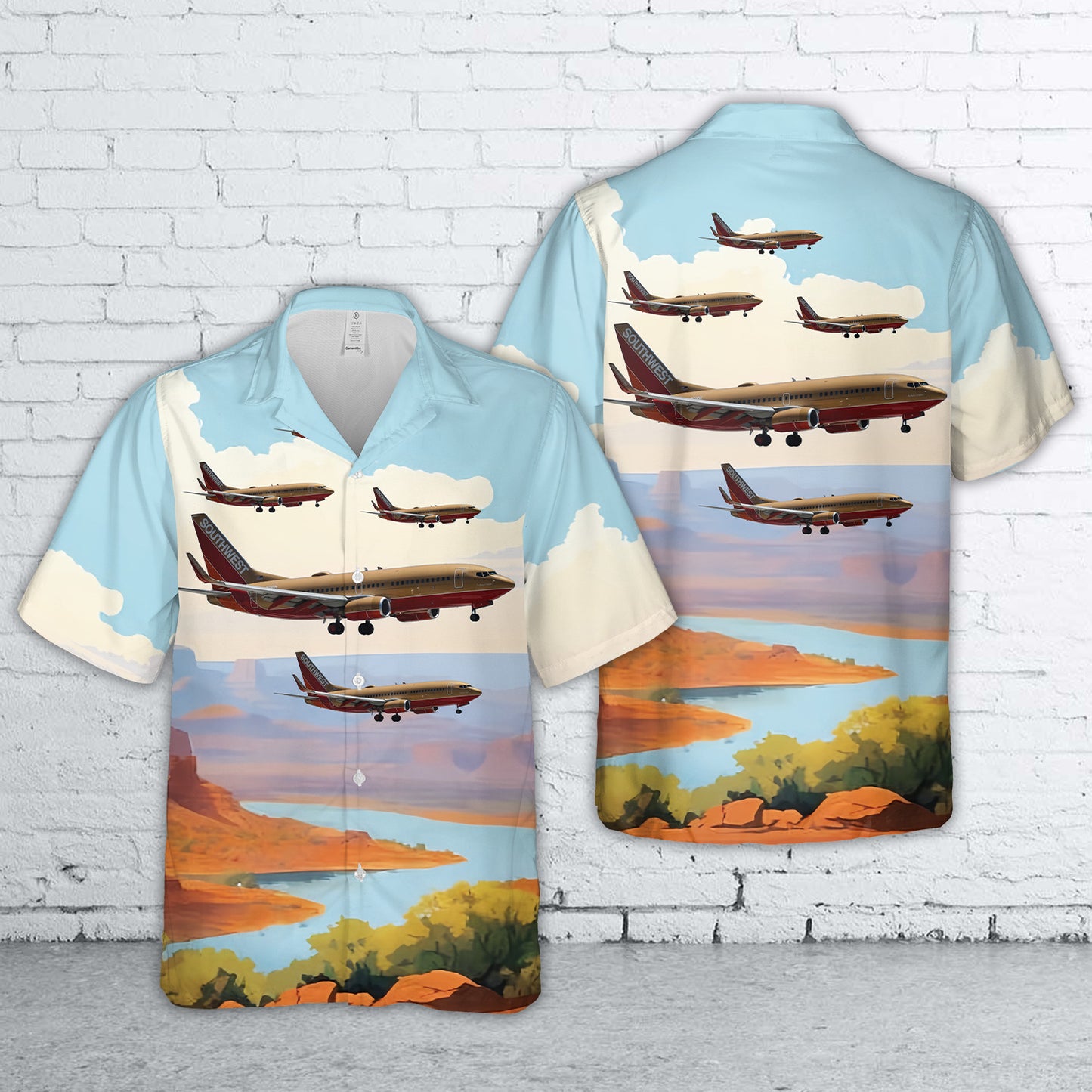 Southwest Airlines Classic Retro Desert Gold Livery 737-7H4 "The Herbert D. Kelleher" Hawaiian Shirt