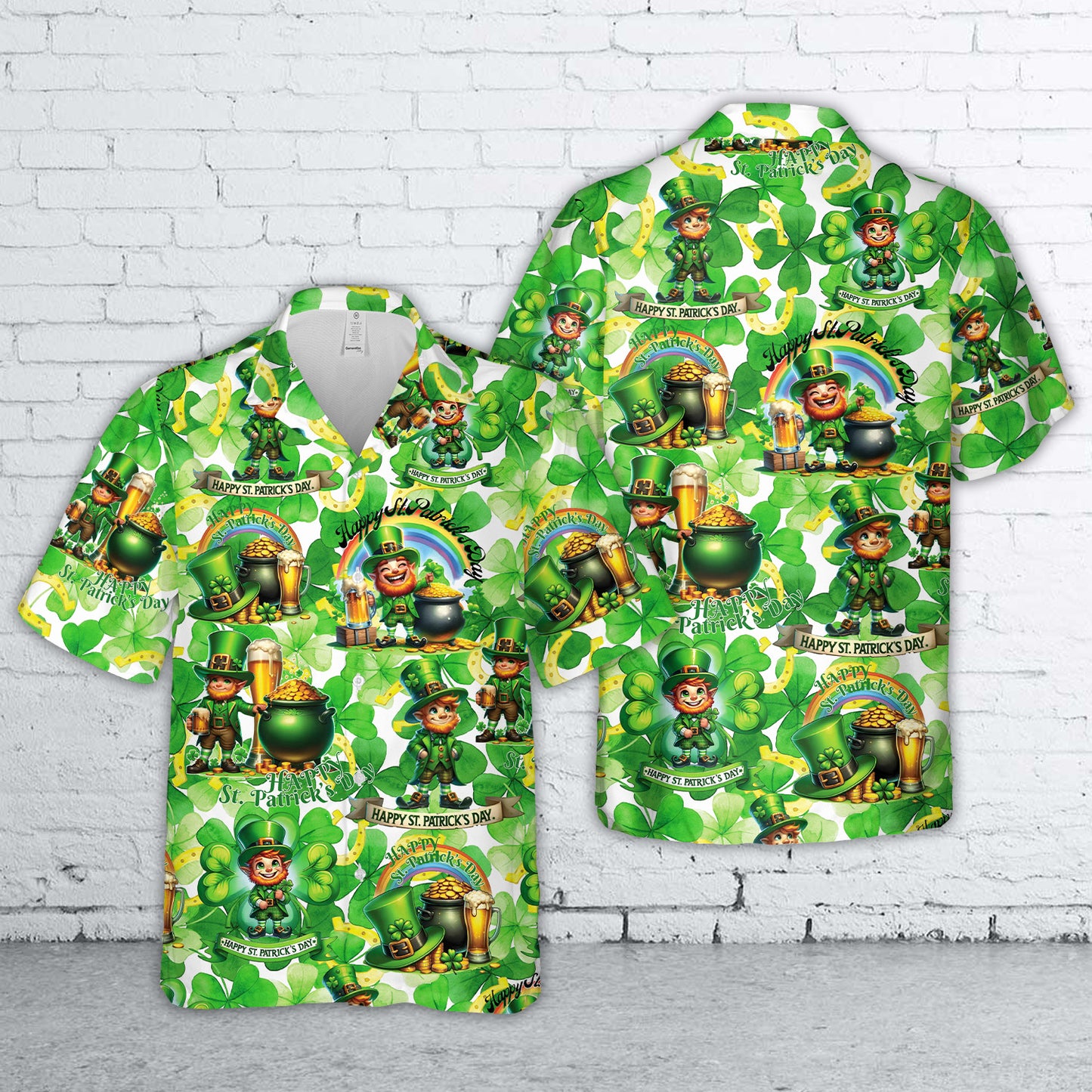 St. Patrick's Day Leprechaun Shamrock Hawaiian Shirt