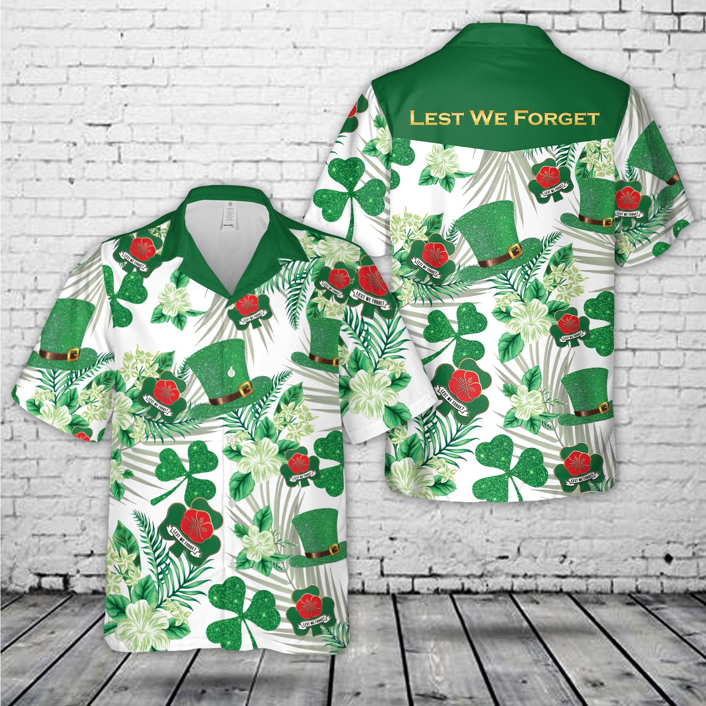 St Patricks Day Celtic Ireland Irish Lest We Forget Shamrock Hawaiian Shirt