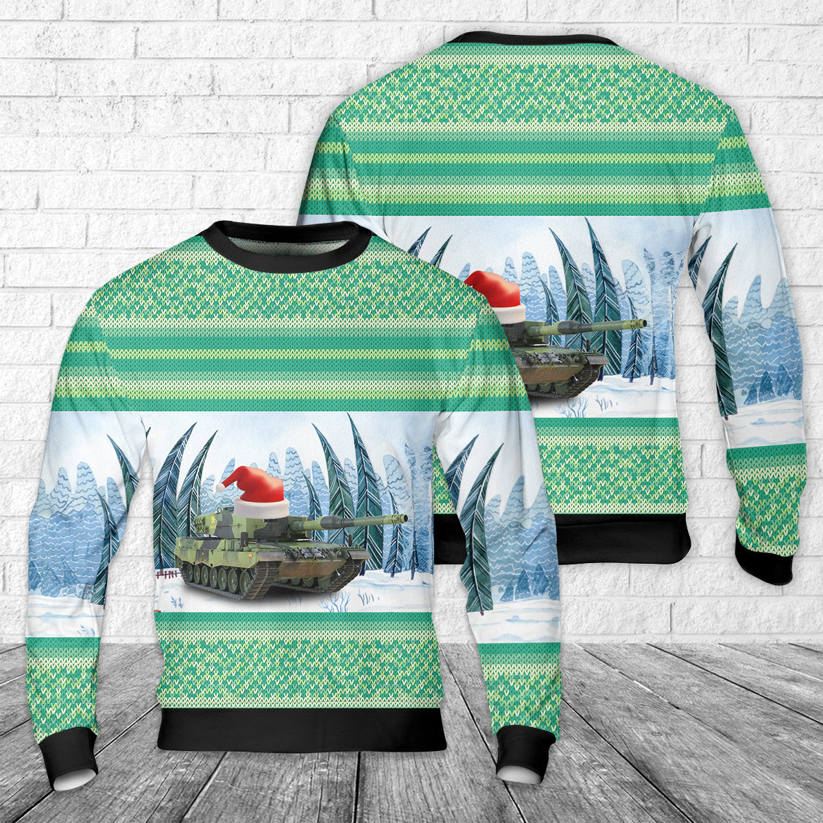 Stridsvagn 121 Mek B10 Swedish Army AOP Ugly Christmas Sweater