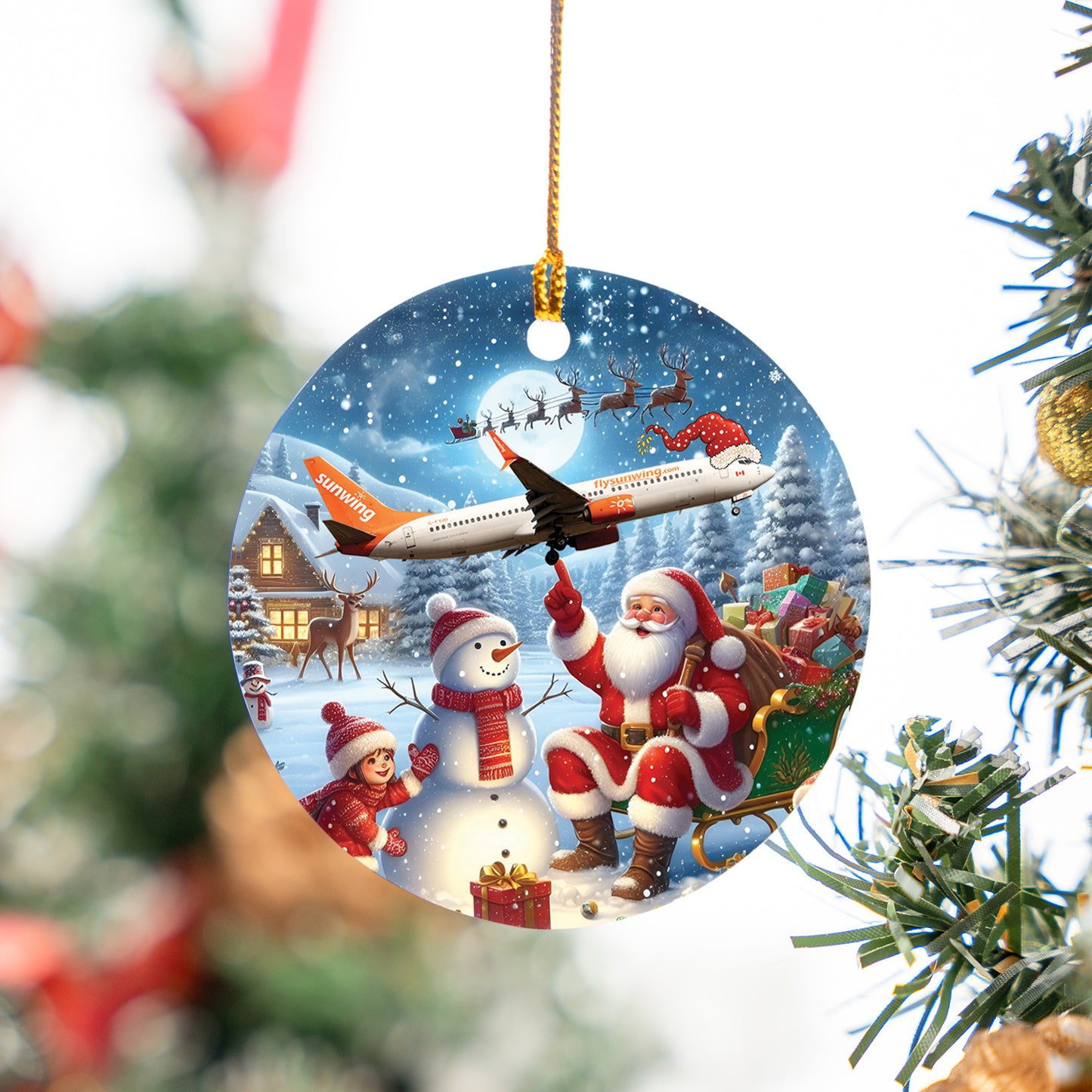 Sunwing Airlines Boeing 737-8Q8 Christmas Ceramic Ornament