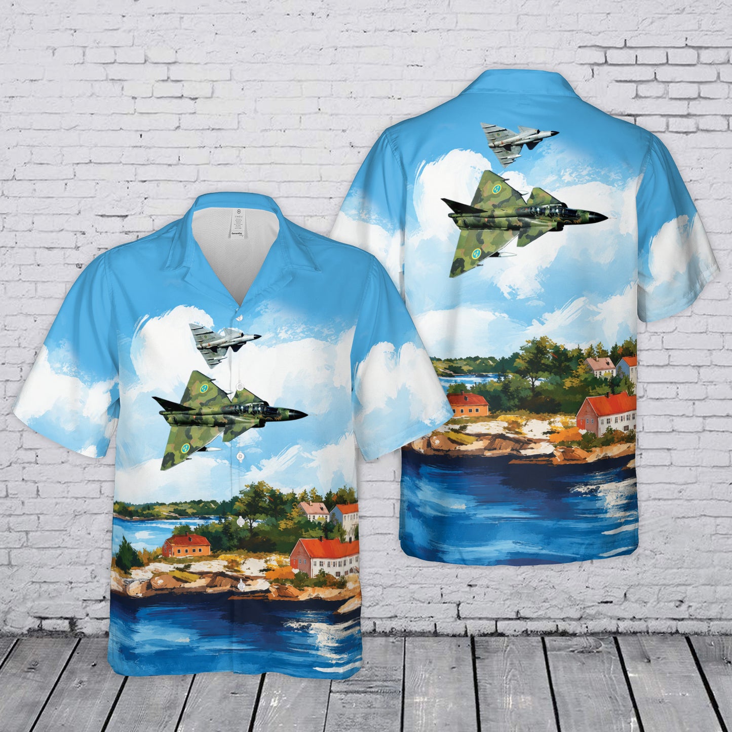 Swedish Air Force Saab 37 Viggen Hawaiian Shirt