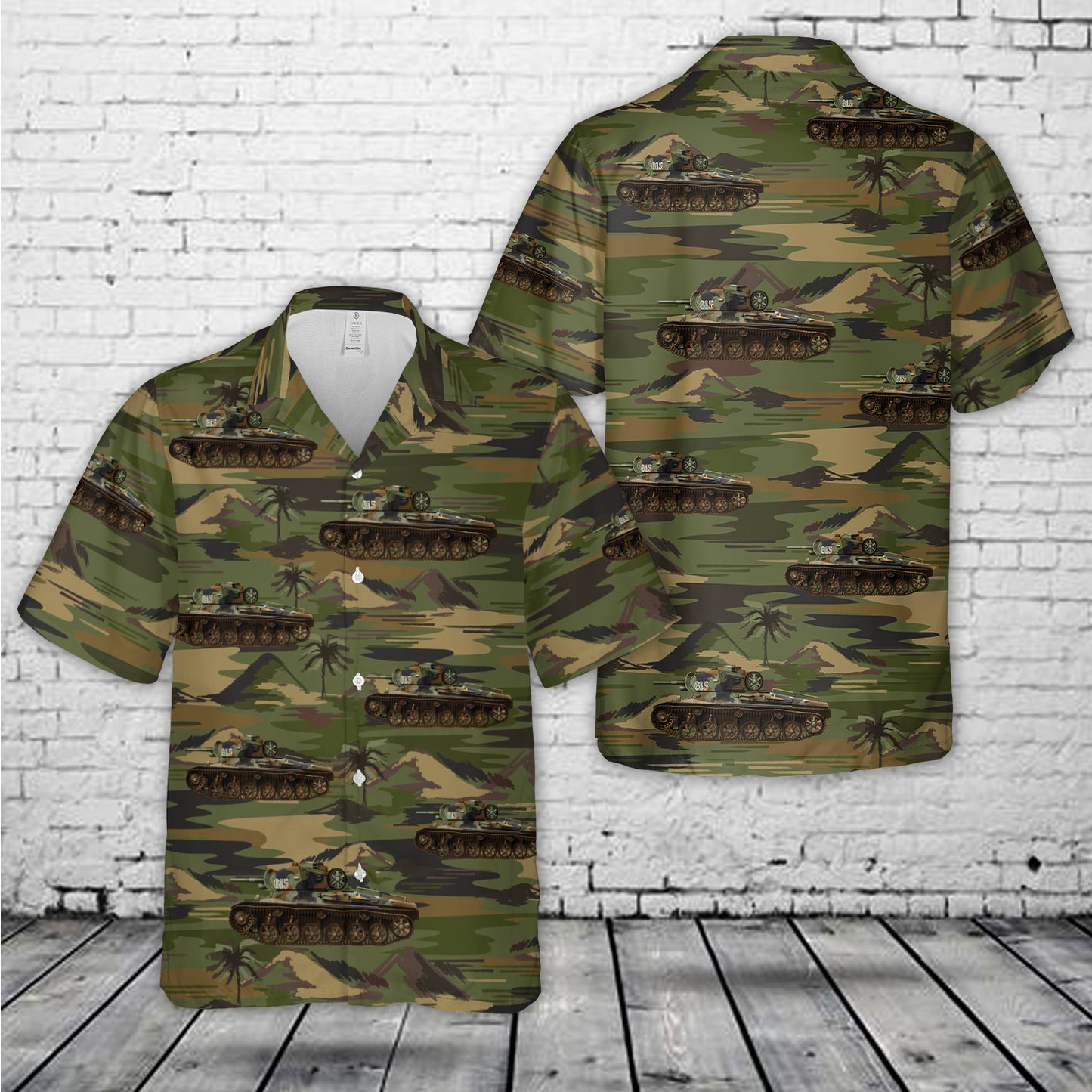 Swedish Army Camouflaged Strv m/42, 1945 Hawaiian Shirt