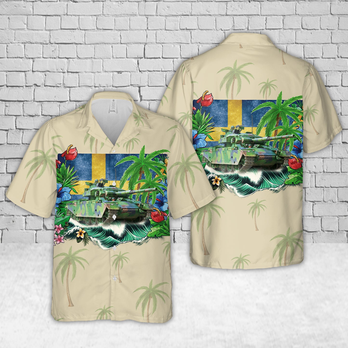 Swedish Army Strv 104 Centurion Main Battle Tank Hawaiian Shirt