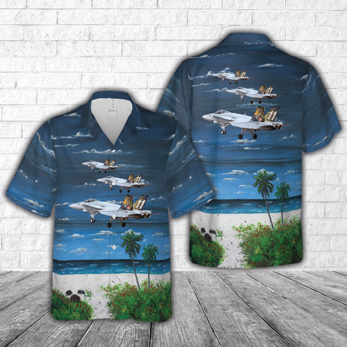 Swiss Air Force Fliegerstaffel 11 (Fightersquadron 11) (Tigers) F A-18 Hawaiian Shirt