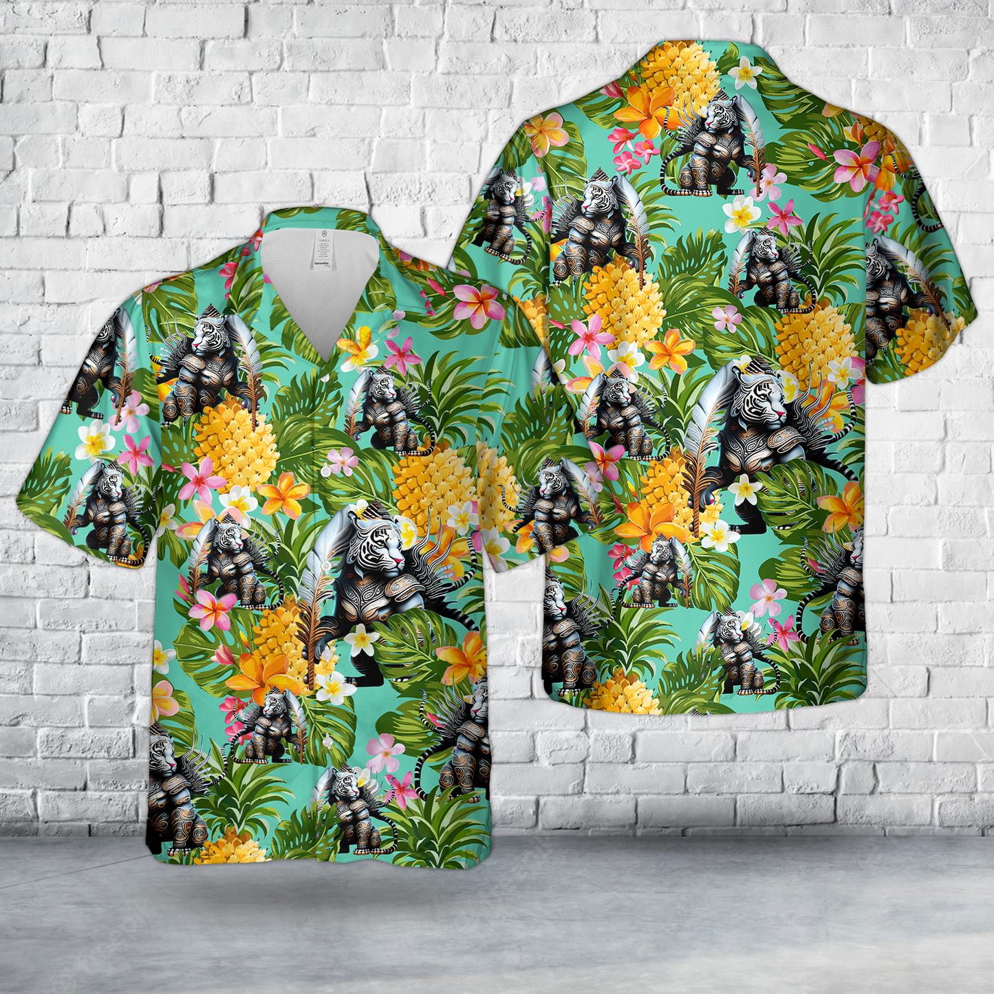 TIGER WARRIOR WITH FEATHER Hawaiian Shirt