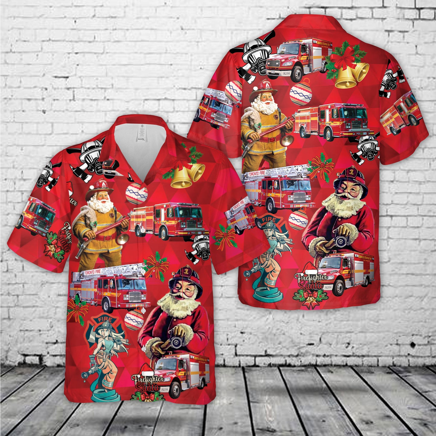 TORONTO FIRE SERVICES (TFS), ONTARIO FLEET Christmas Hawaiian Shirt