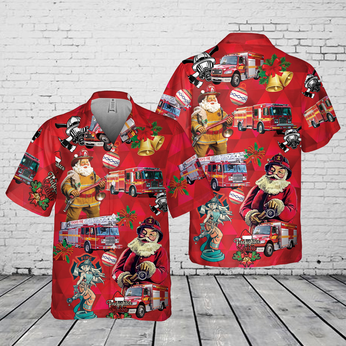 TORONTO FIRE SERVICES (TFS), ONTARIO FLEET Christmas Pocket Hawaiian Shirt