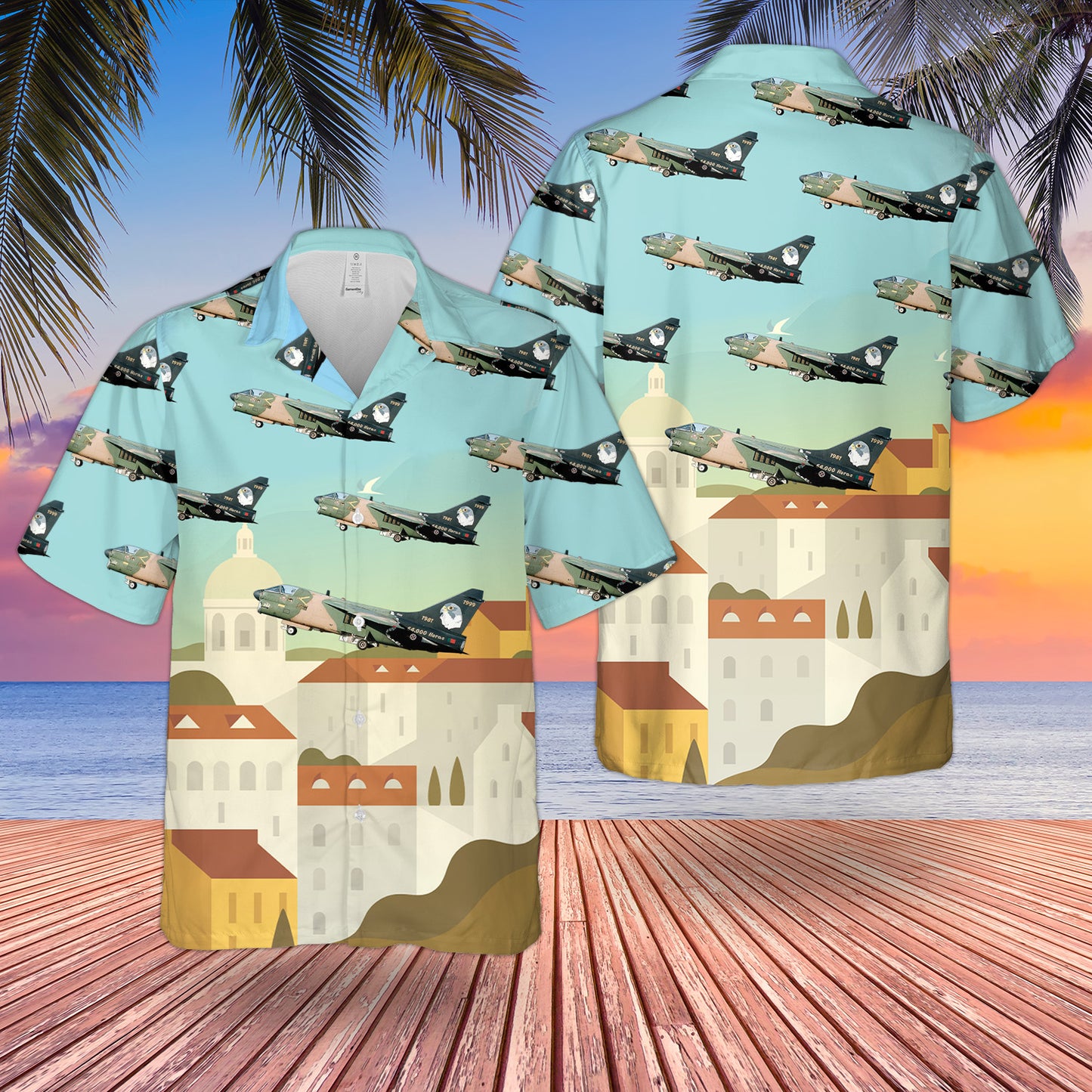 Portuguese Air Force 302 Squadron Falcoes LTV A-7P Corsair II Hawaiian Shirt
