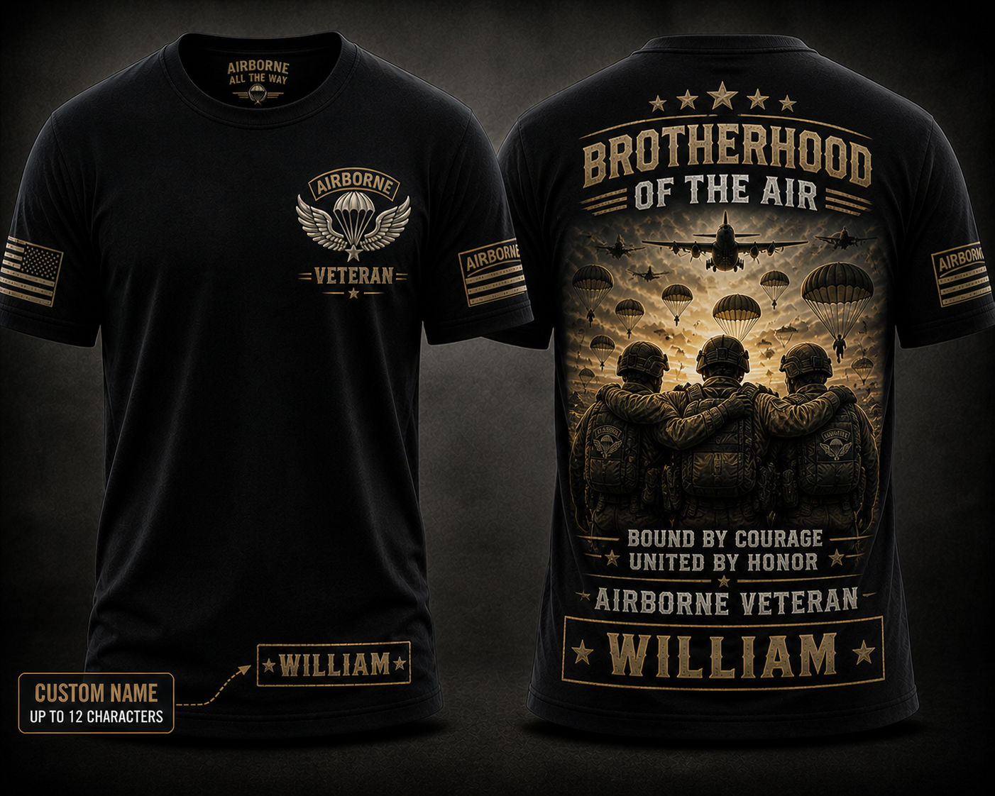 Brotherhood Of The Air Airborne Veteran Shirt Custom Name Tee