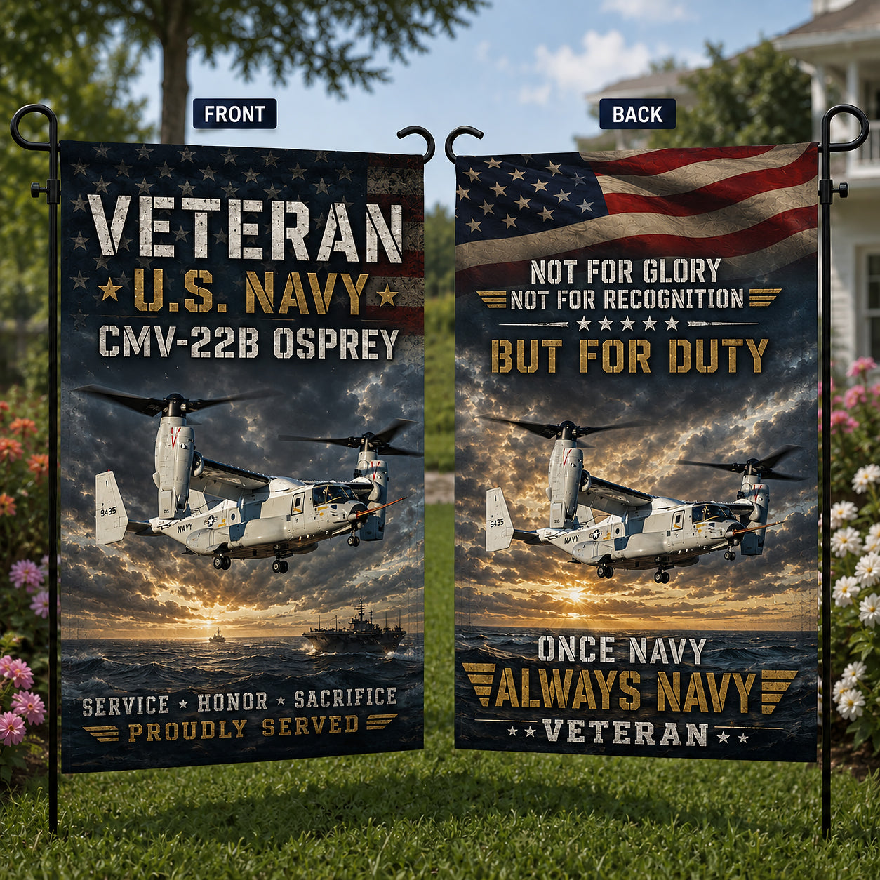 Veteran US Navy Bell Boeing CMV-22B Osprey Double Sided Garden Flag