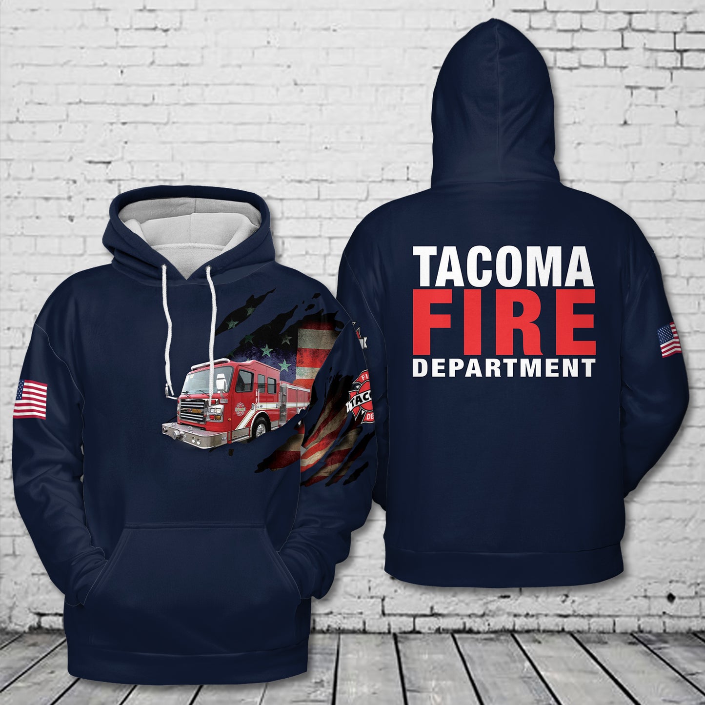 Tacoma Washington Fire Department US United State Firefighter Emergency Service 3D Hoodie