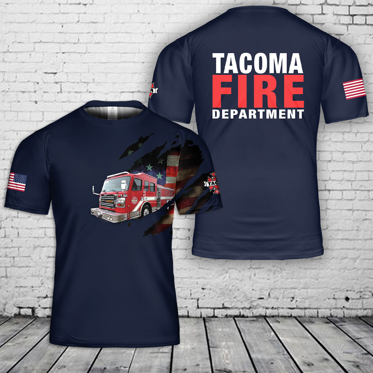 Tacoma Washington Fire Department US United State Firefighter Emergency Service 3D T-Shirt