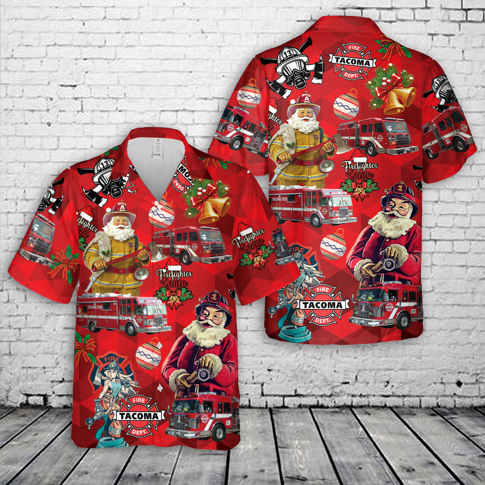 Tacoma Washington Fire Department US United State Firefighter Emergency Service Christmas Hawaiian Shirt