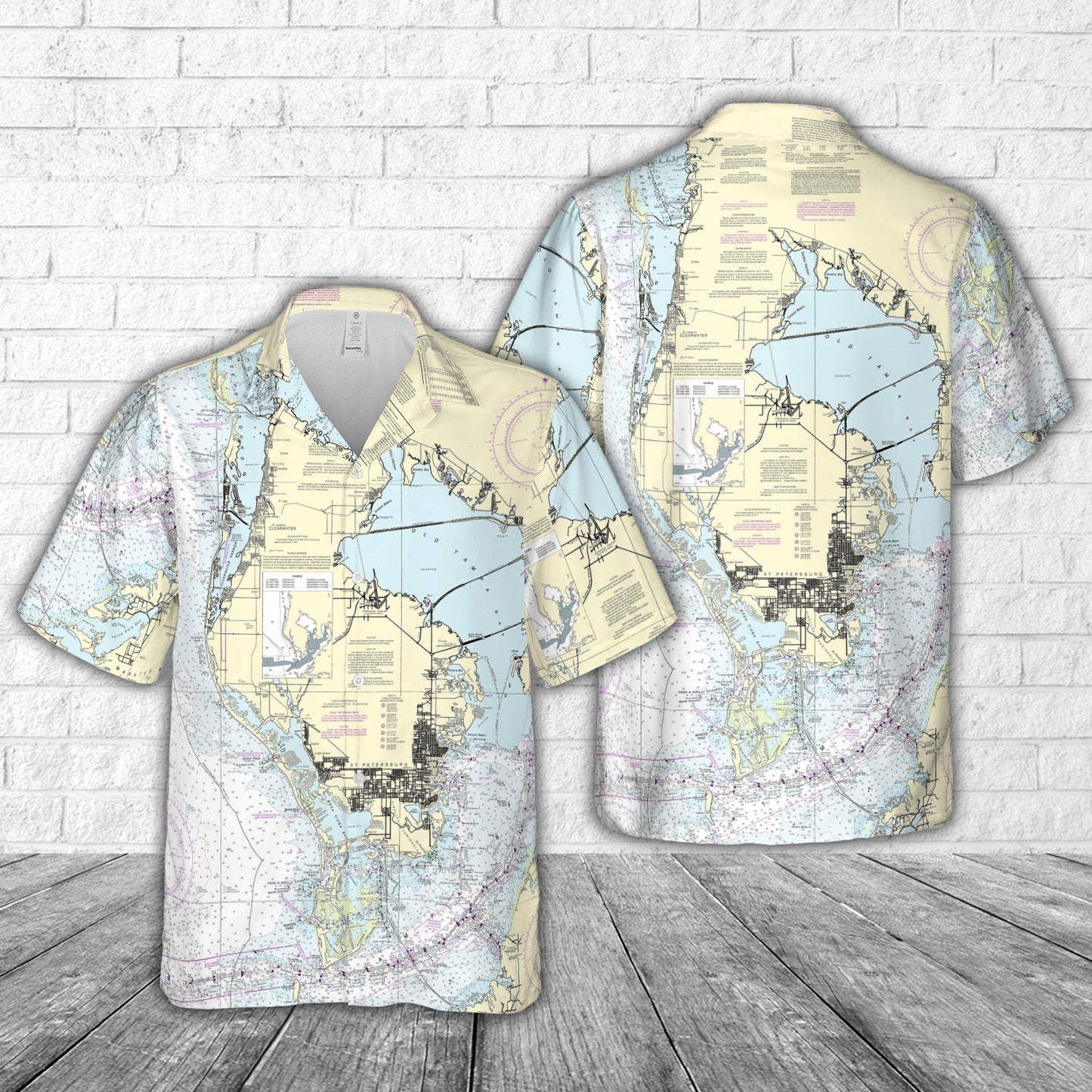 Tampa Area Nautical Chart Hawaiian Shirt