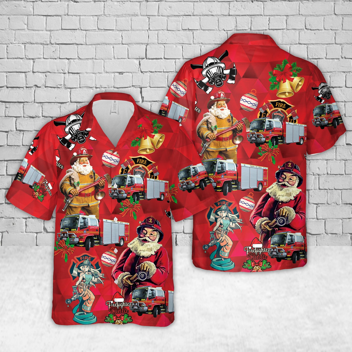 Tasmania Fire Service TFS ISUZU Fire Truck Christmas Hawaiian Shirt