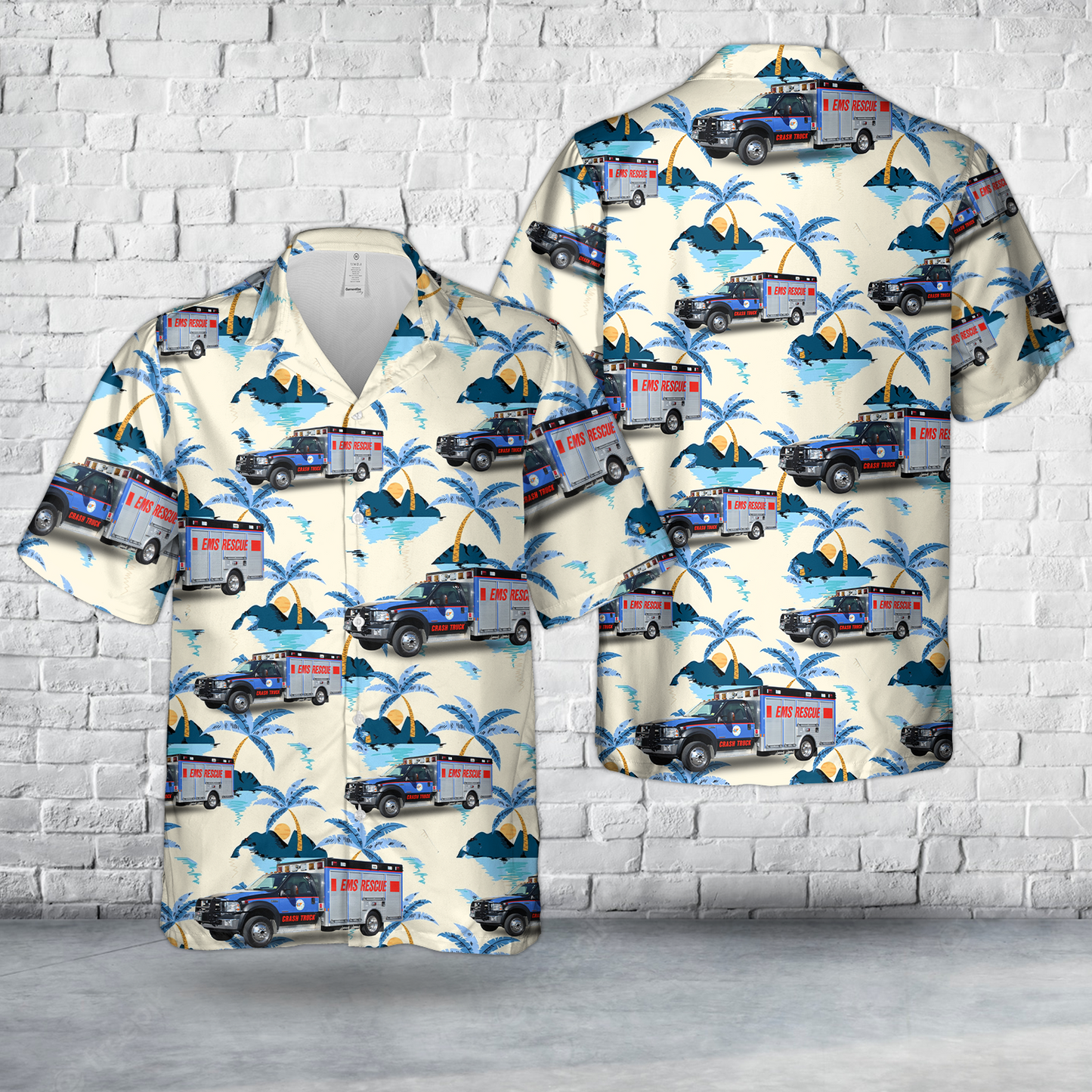 Tennessee, Washington County-Johnson City EMS & Rescue Rescue Truck Hawaiian Shirt