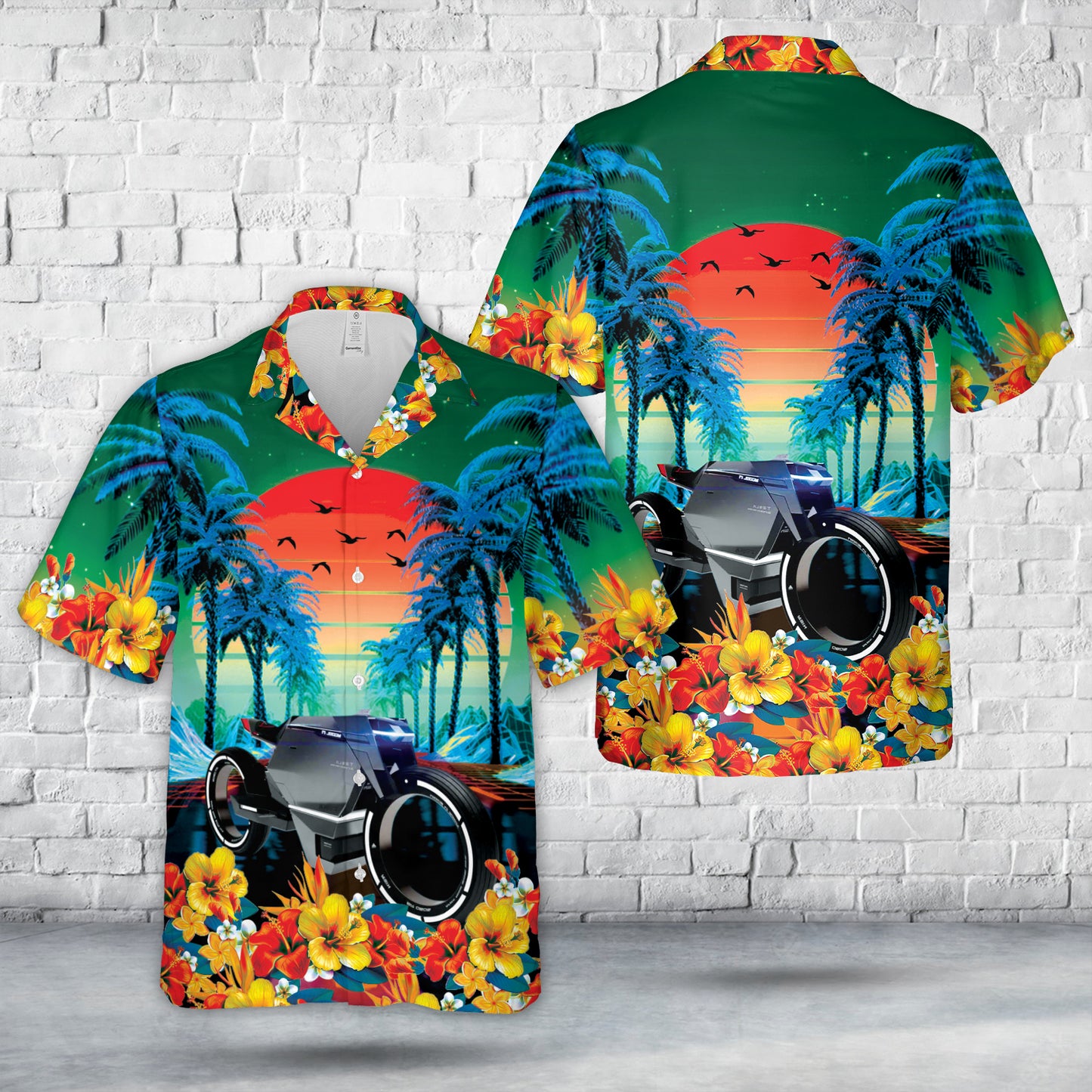 Tesla Cybertruck Motorbike Hawaiian Shirt
