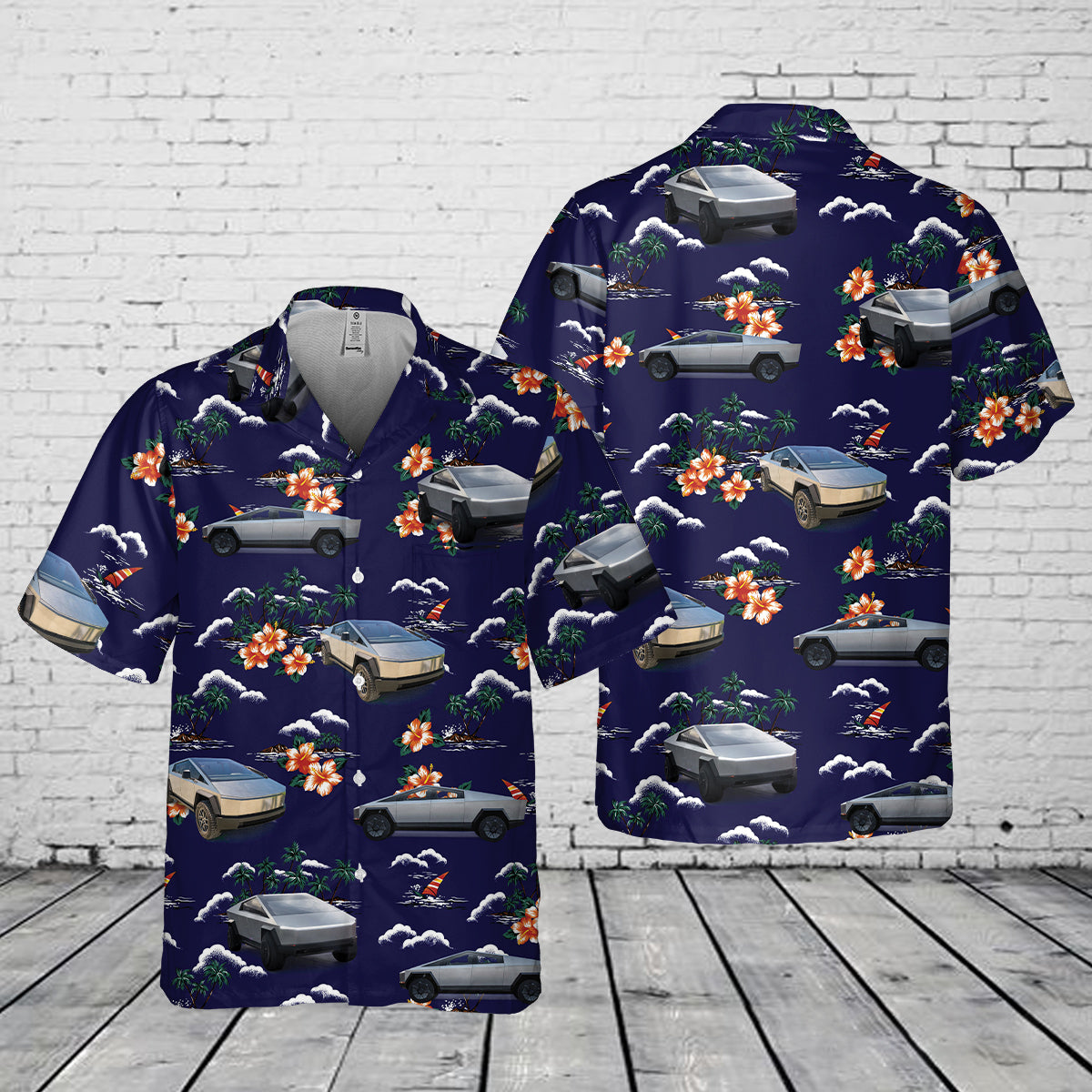 Tesla Cybertruck Pocket Hawaiian Shirt