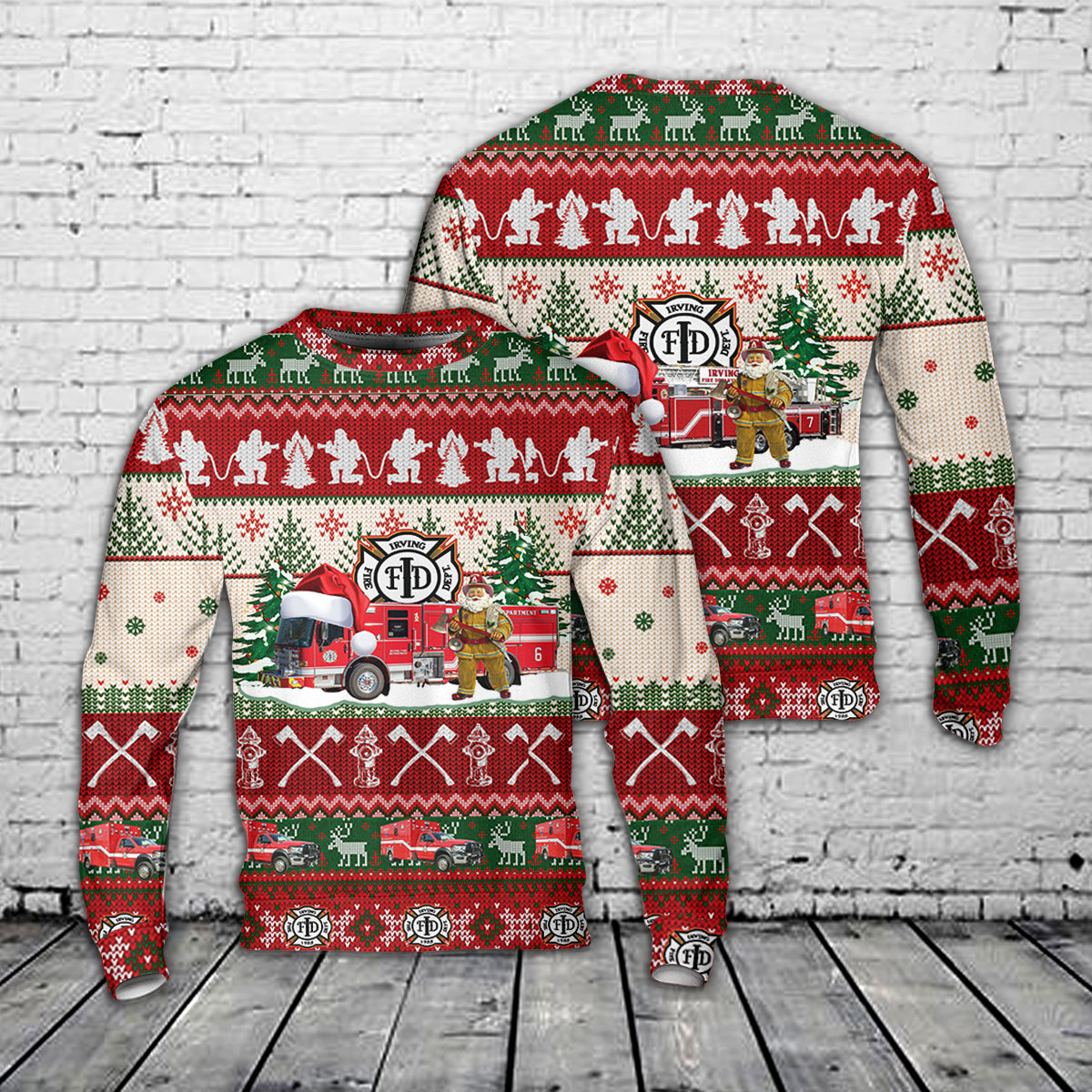 Texas Irving Fire Department AOP Christmas Sweater