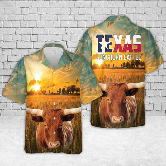 Texas Longhorn Cattle Hawaiian Shirt