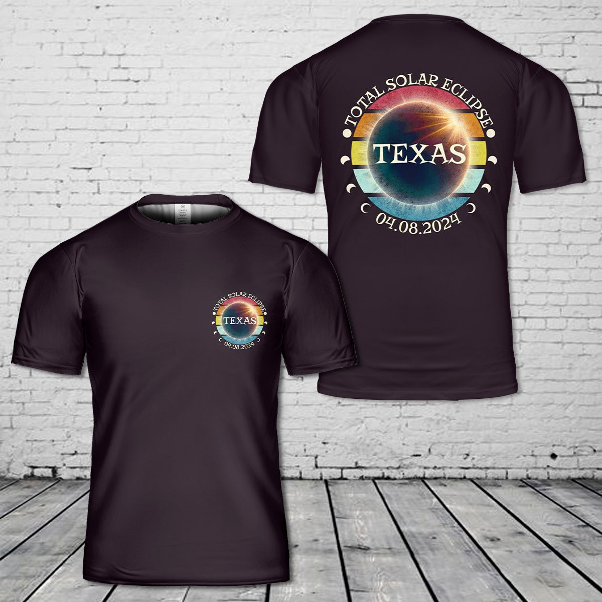 Texas Total Solar Eclipse April 8th 2024 T-Shirt 3D