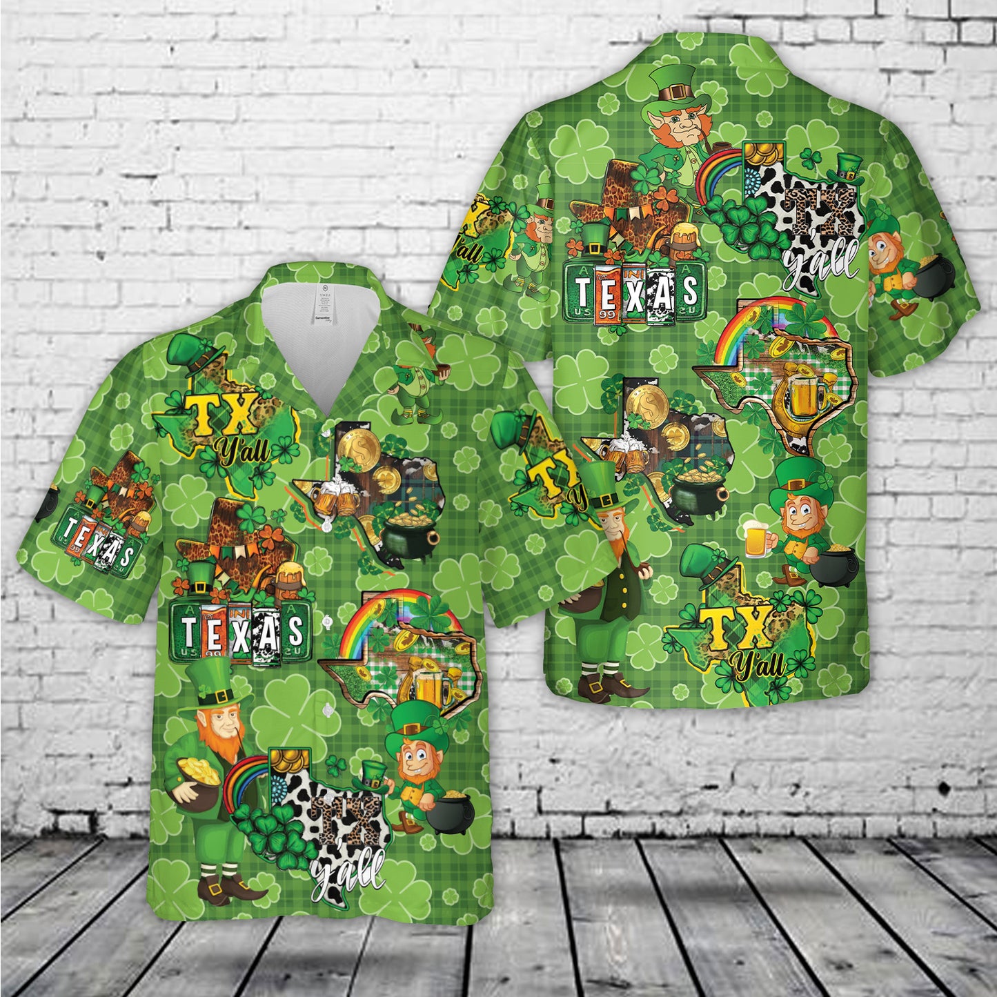 Texas map St. Patrick's Day Hawaiian Shirt