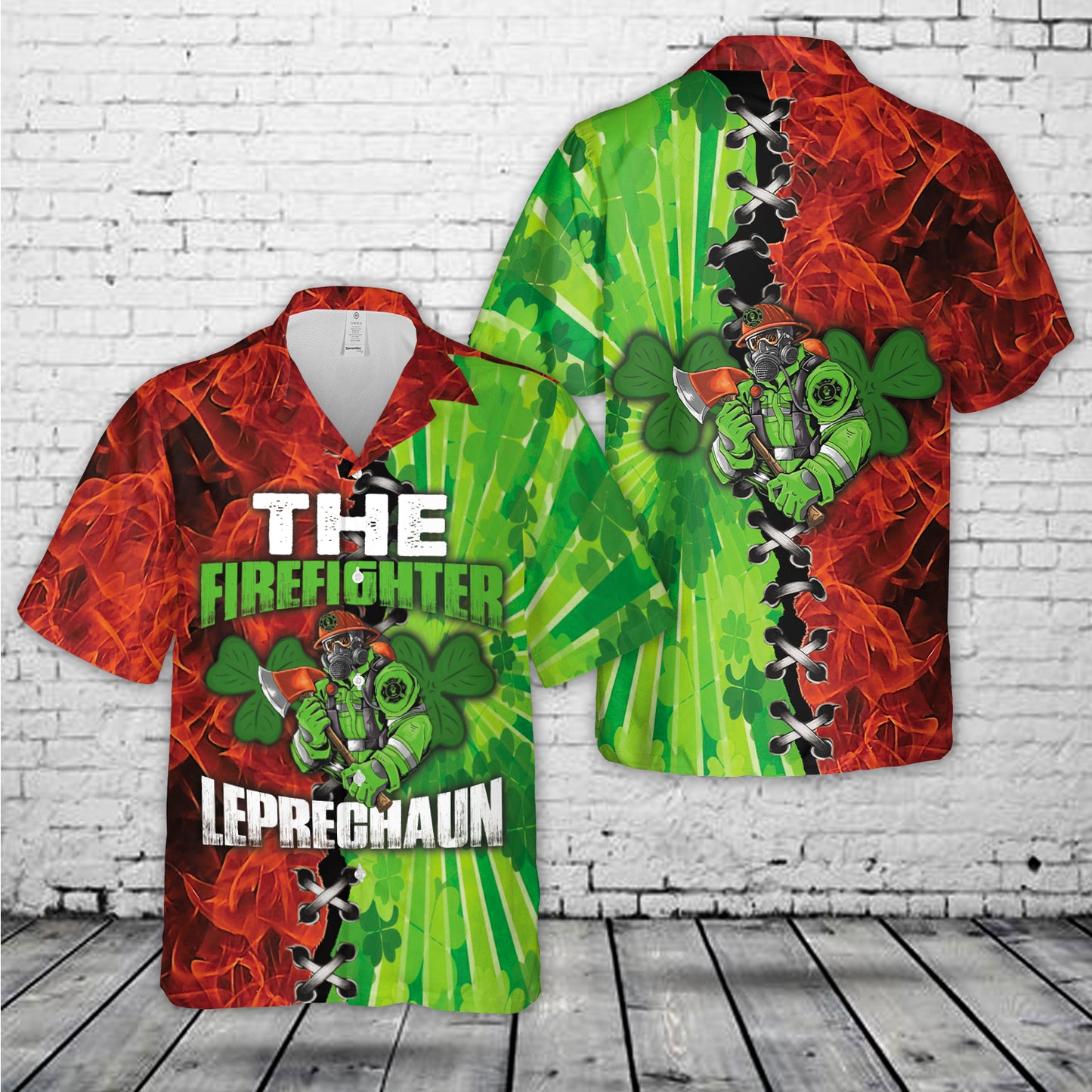 The Firefighter Leprechaun - St Patrick's Day Hawaiian Shirt