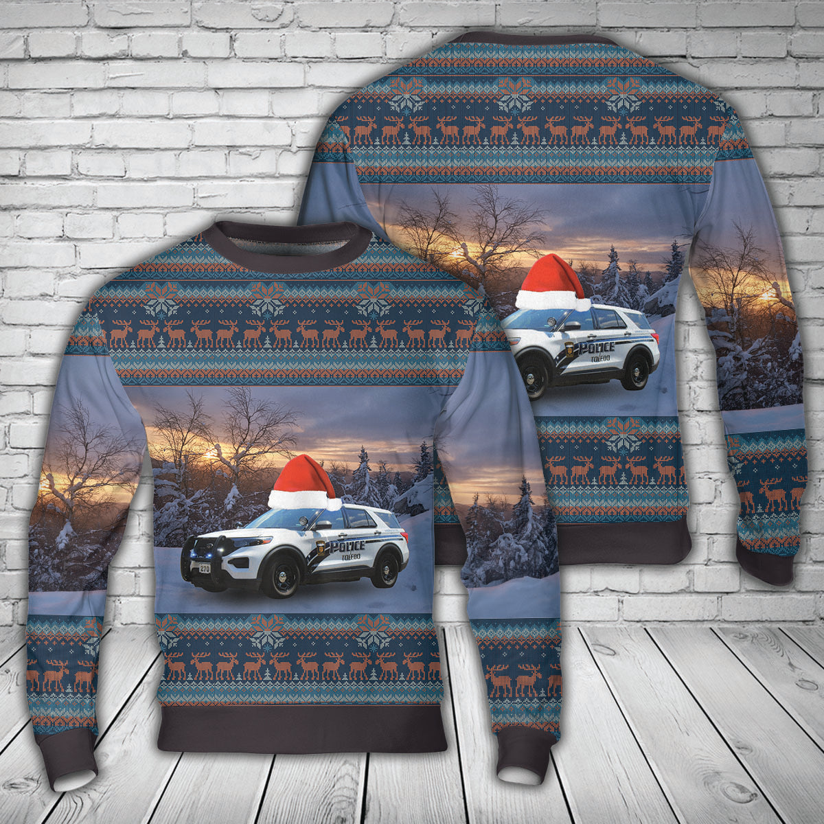 Toledo, Ohio Police Department 2020 Ford Police Interceptor Utility Christmas AOP Sweater